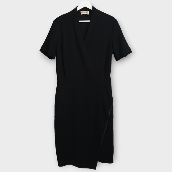 MM LaFleur Dress Womens 8 Black Tory Faux Wrap Career Professional Classic Dress - Picture 1 of 11